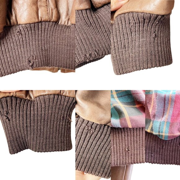 Abercrombie & Fitch Vintage 80s Leather Bomber Jacket Men’s Large Dark Camel - Picture 7 of 9